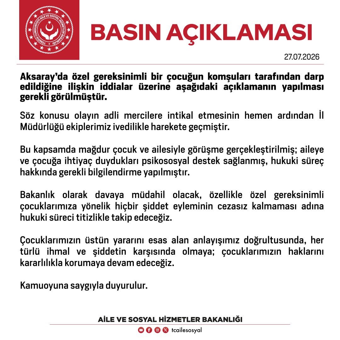 Aksaray'da Darbedilen Çocuğa Psikososyal Destek