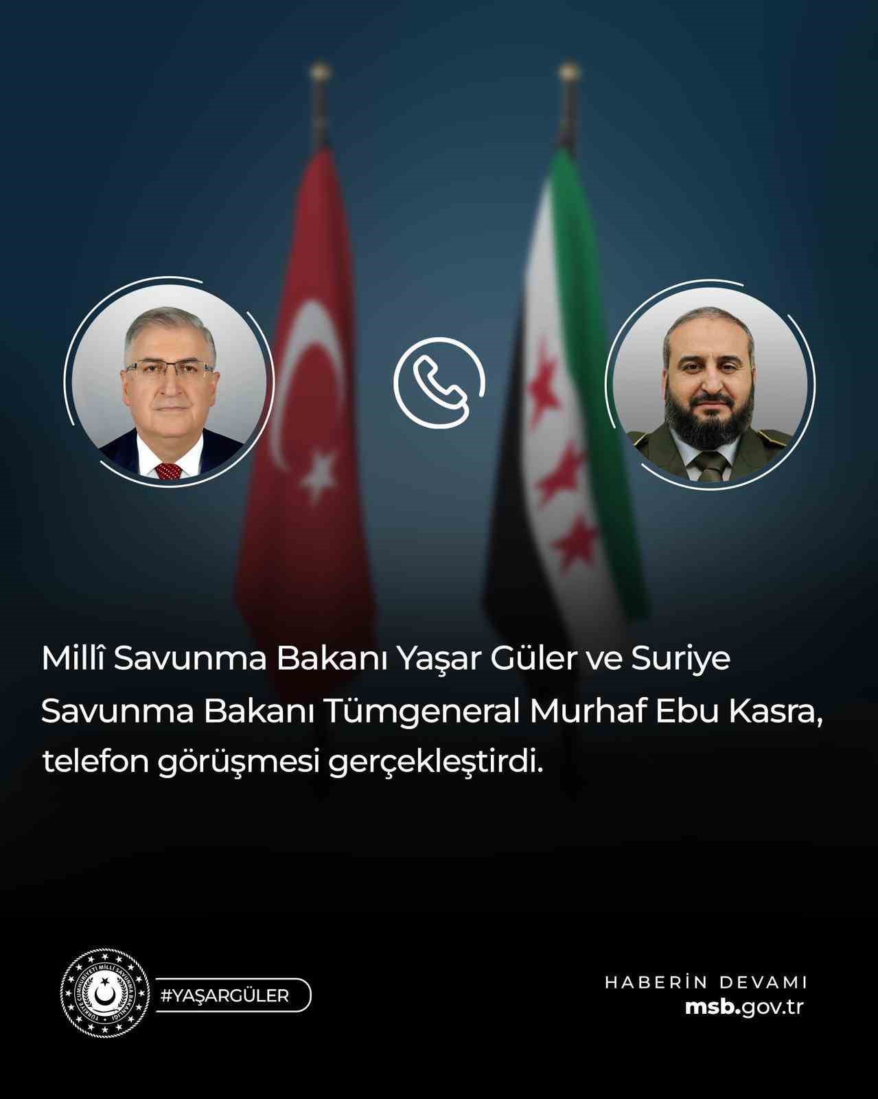 Bakan Güler, Suriyeli Mevkidaşı ile Savunma Konularını Ele Aldı