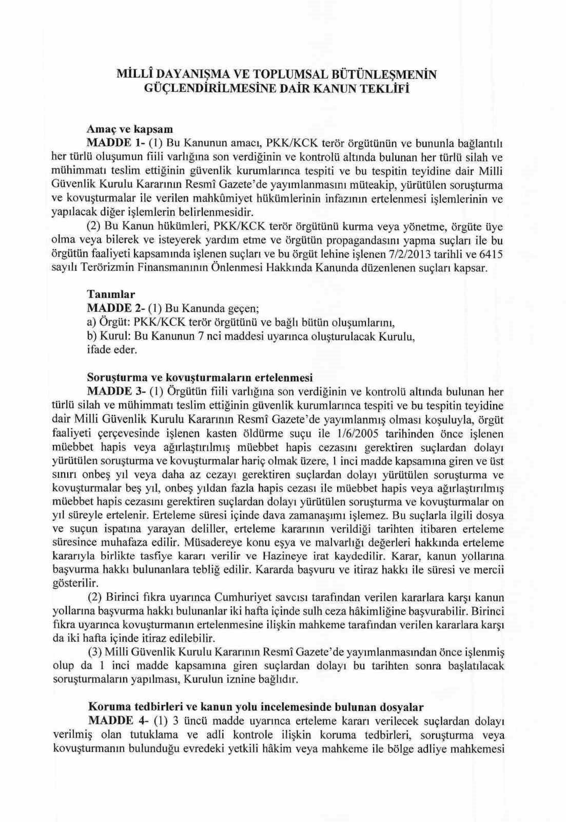Meclis'e Yeni Yasa Teklifi: 12 Maddelik Çerçeve Sunuldu