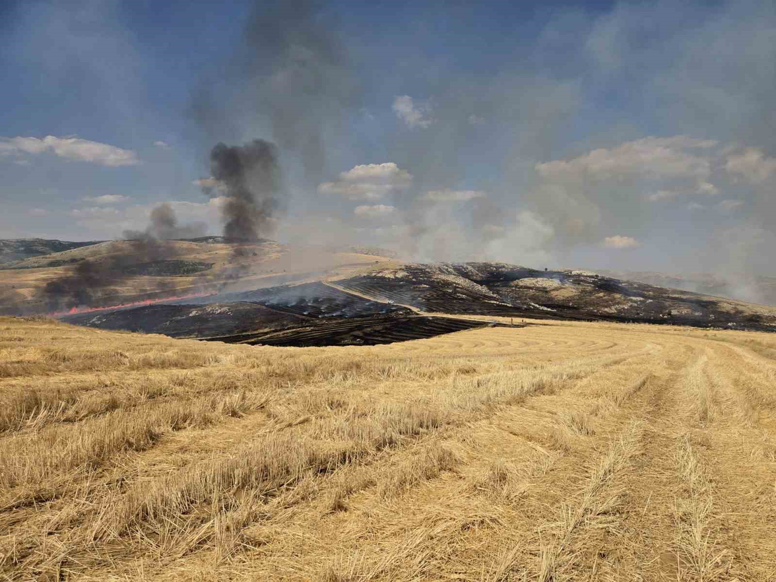Elmadağ'da Anız Yangınına İtfaiye Ekipleri Müdahale Ediyor