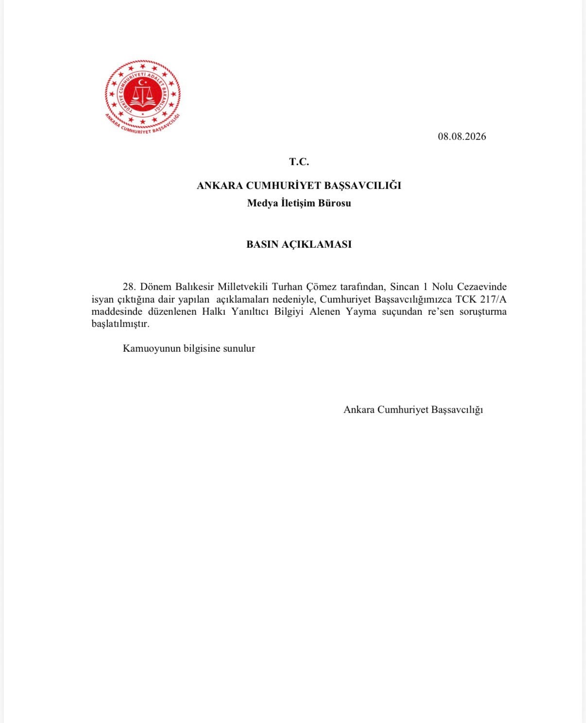 İYİ Parti Milletvekili Turhan Çömez Hakkında Soruşturma Açıldı