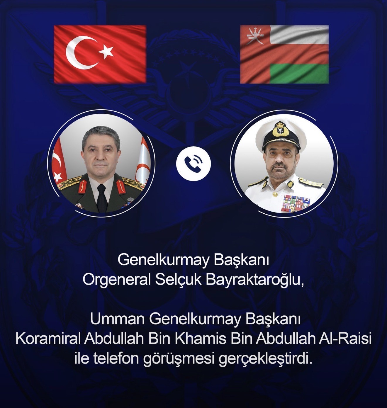 Bayraktaroğlu ve Al-Raisi, Askeri İşbirliğini Görüşmek Üzere Telefonla Bir Araya Geldi