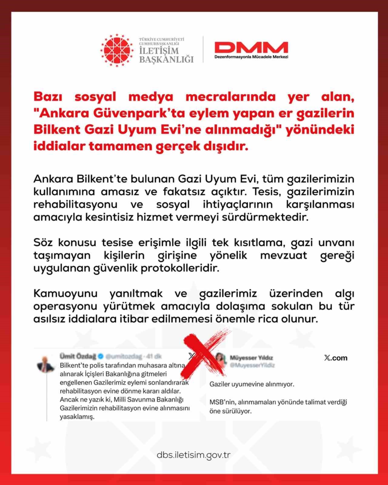 DMM'den önemli açıklama: Gazilerin Bilkent Gazi Uyum Evi'ne girişleriyle ilgili yalanlara son!