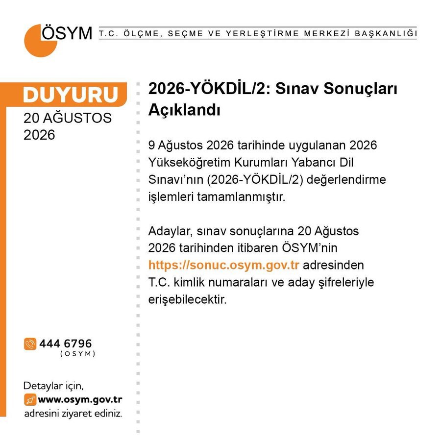 2026 YÖKDİL/2 Sonuçları Yayınlandı!