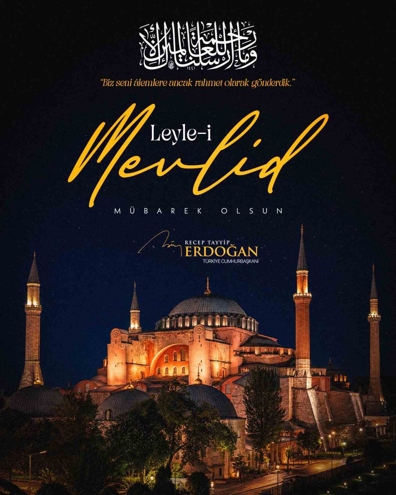Cumhurbaşkanı Erdoğan'dan Mevlid Kandili'ne Özel Mesaj