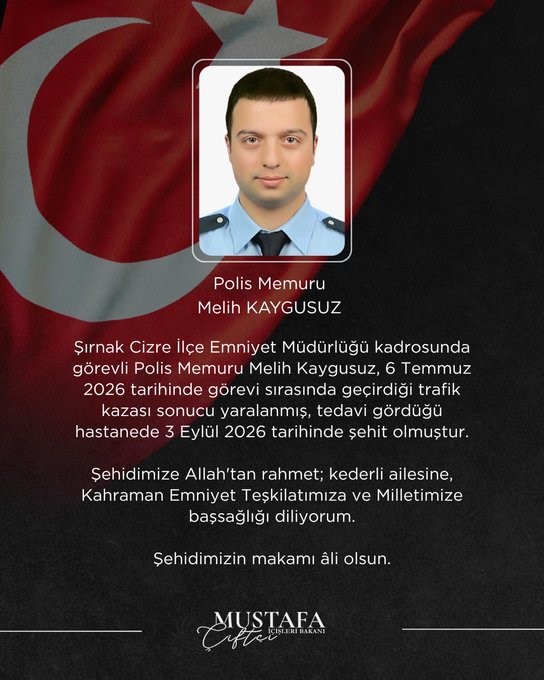 Şırnak'ta Trafik Kazasında Yaralanan Polis Memuru Melih Kaygusuz Şehit Düştü
