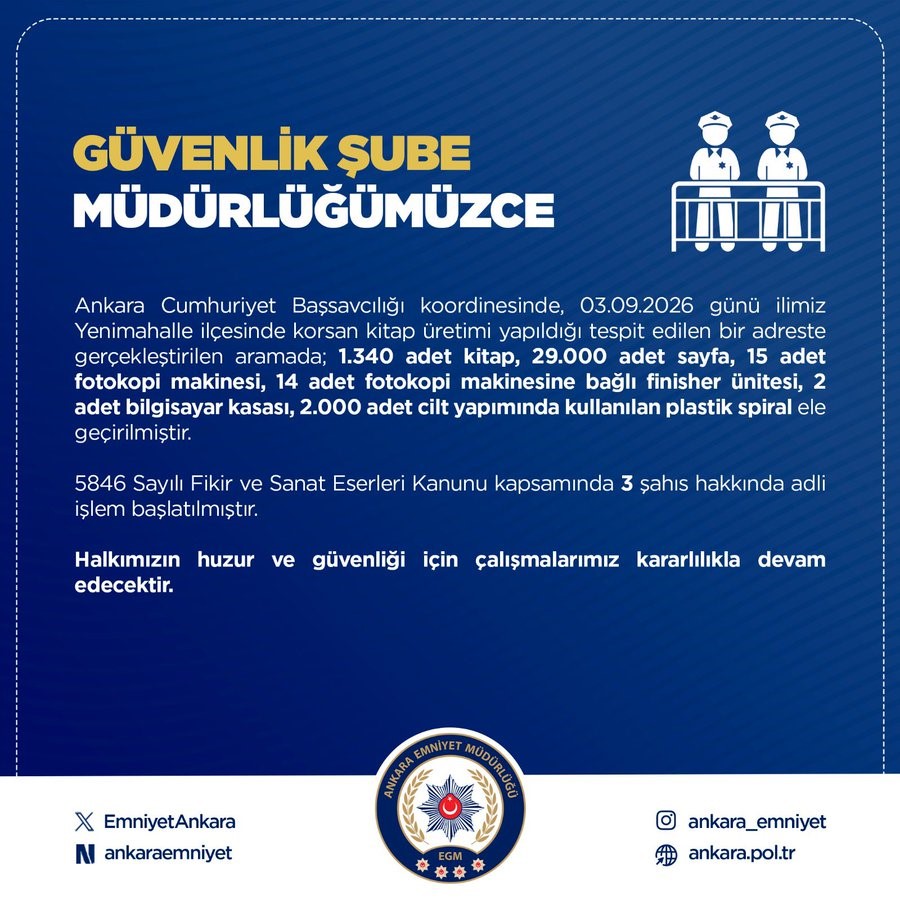 Ankara’da Korsan Kitap Operasyonu: Bin 340 Kitap Ele Geçirildi