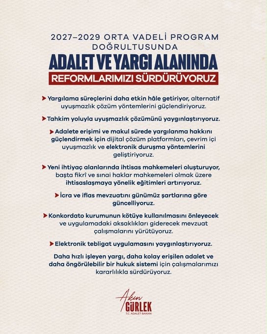 Adalet Bakanı Gürlek: "Reformlarla Adalete Erişimi Kolaylaştıracağız"