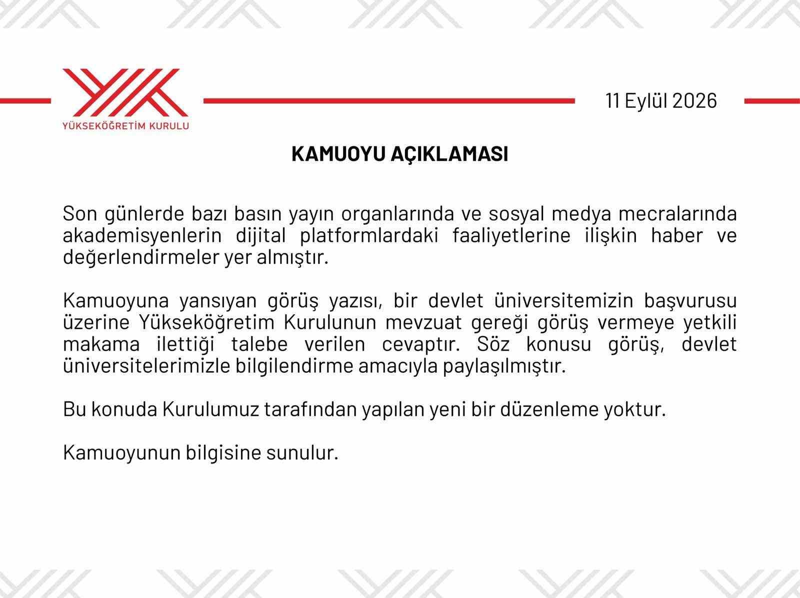 YÖK'ten Akademisyenlerin Sosyal Medya Kullanımına Dair Açıklama