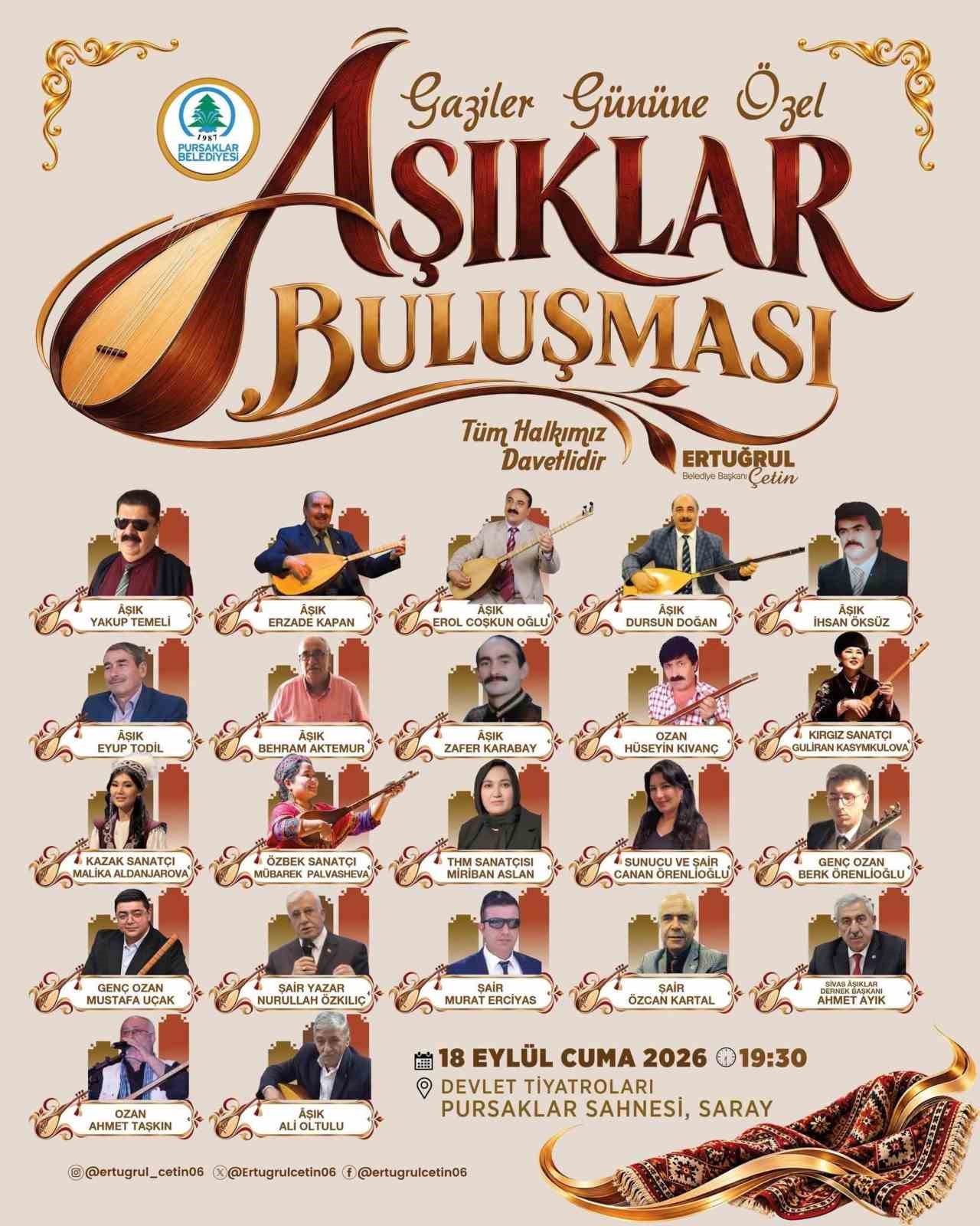 Anadolu’nun Aşıkları Pursaklar’da Gaziler Günü’nde Buluşuyor