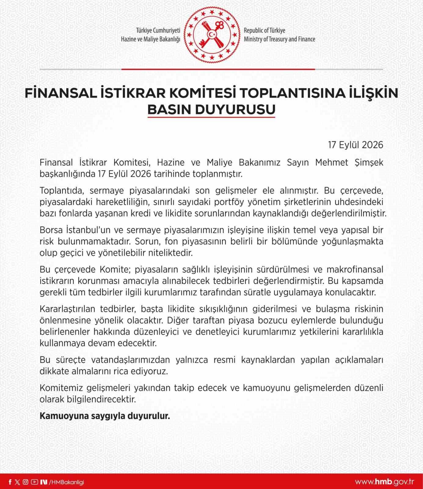 Borsa İstanbul'da Risk Yok: Finansal İstikrar Komitesi'nden Açıklama