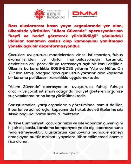 DMM'den Ailem Güvende Operasyonlarına İlişkin Açıklama: İddialar Asılsız!