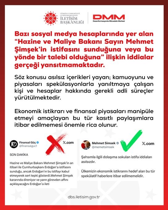 DMM, Bakan Şimşek'in İstifasıyla İlgili İddiaları Yalanladı