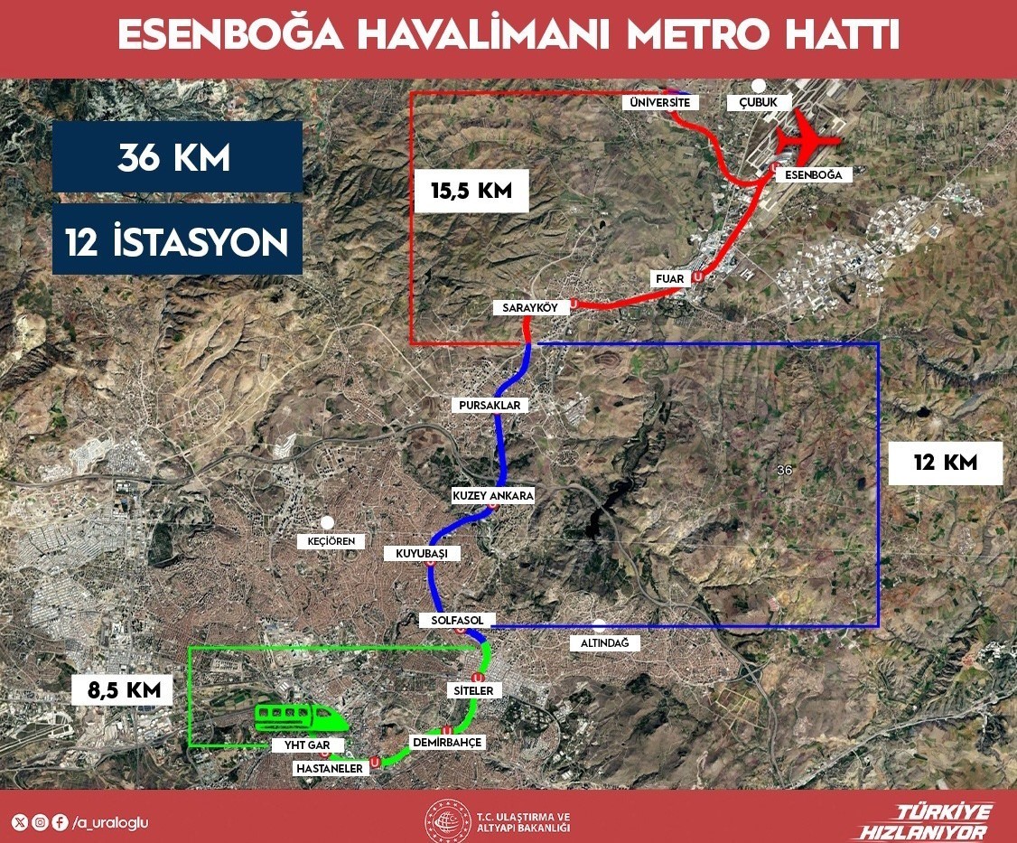 Ankara'da YHT Gar ile Esenboğa Havalimanı Arasında Yeni Raylı Sistem