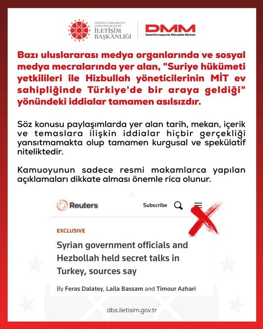 DMM'den Suriye ve Hizbullah İddialarına Yanıt