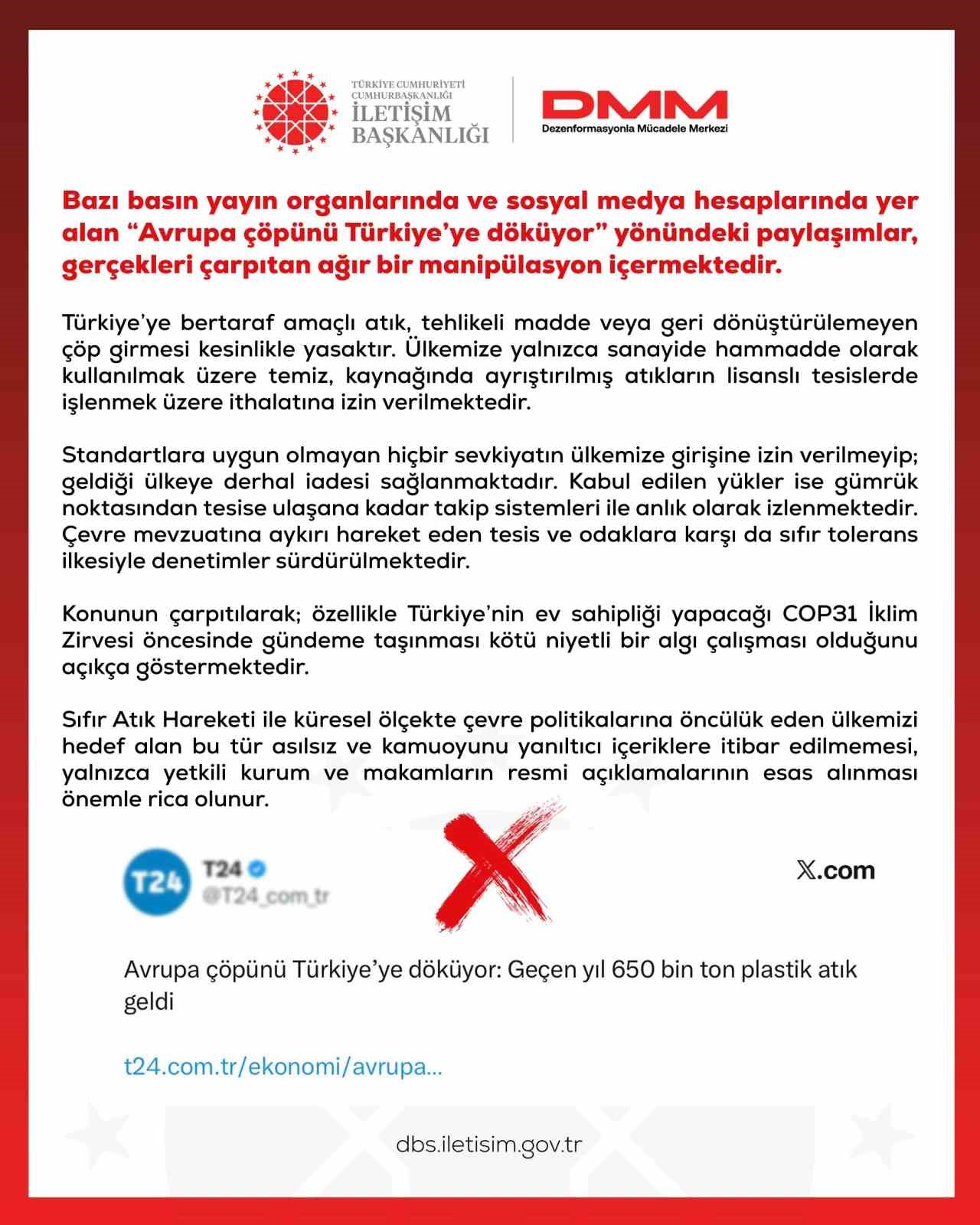 DMM: Avrupa'nın Çöp İddiaları Manipülasyon