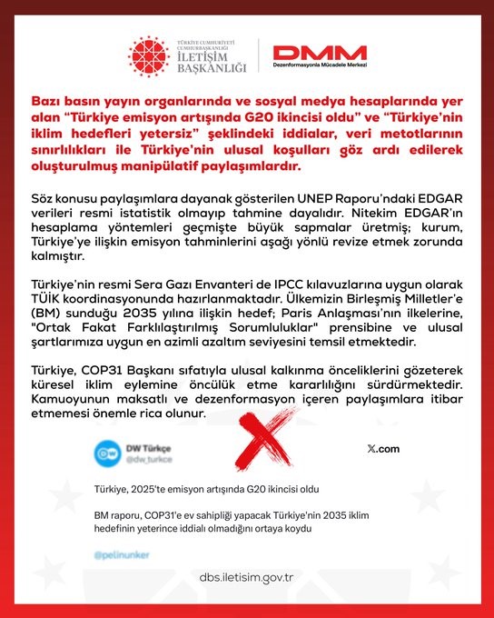 DMM'den Türkiye'nin İklim Hedeflerine Yönelik Eleştirilere Cevap