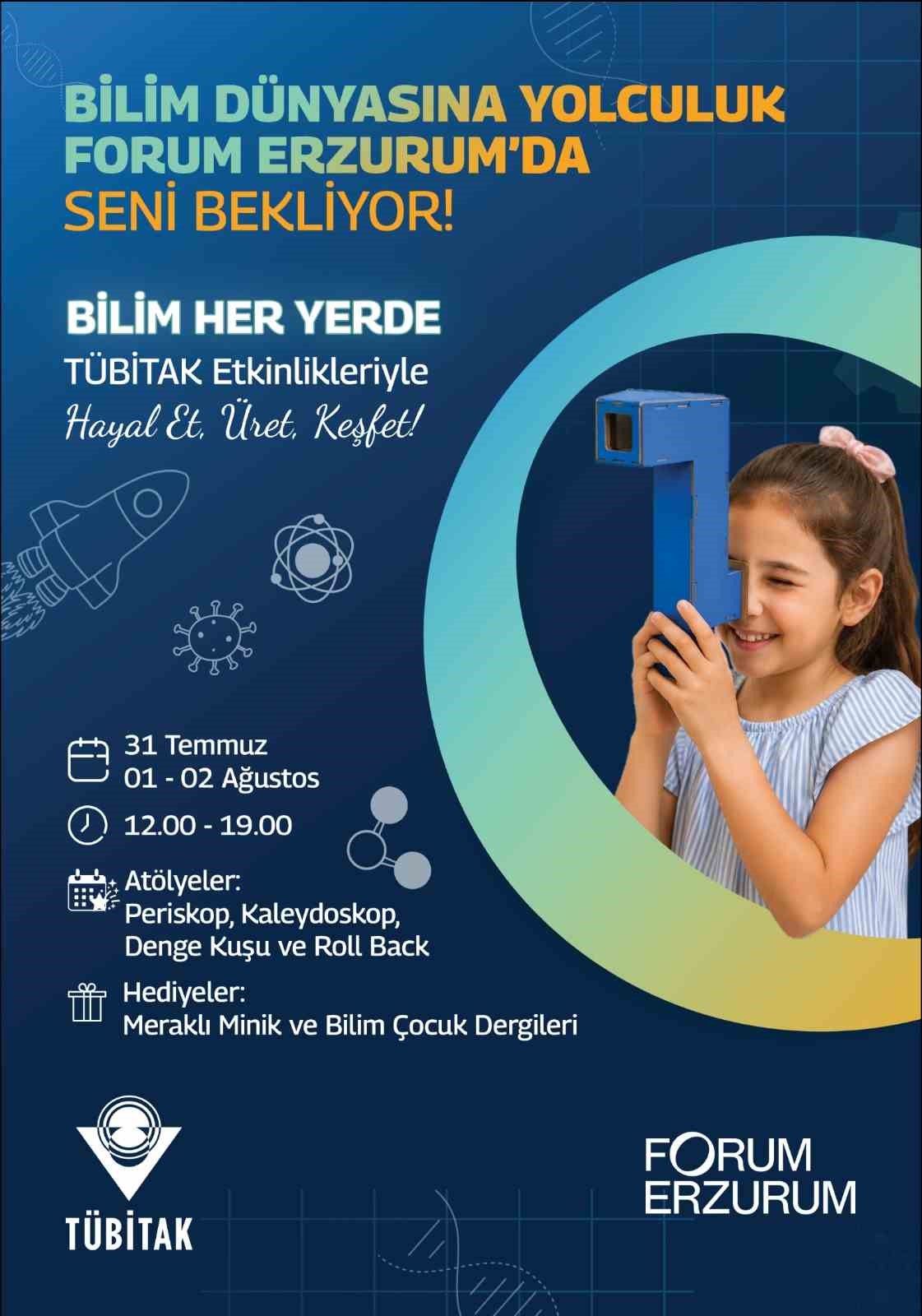 Çocuklar Bilimle Eğleniyor: TÜBİTAK Bilim Her Yerde Şenliği Forum Erzurum’da