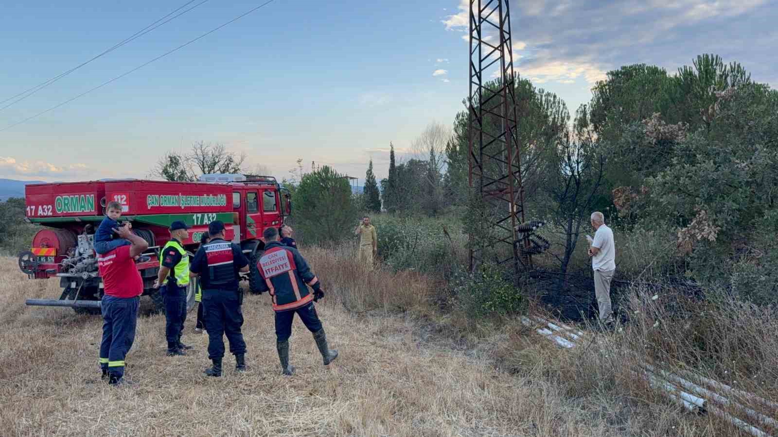 Çanakkale'de Elektrik Direğindeki Patlama Yangına Neden Oldu ama Orman Kurtarıldı