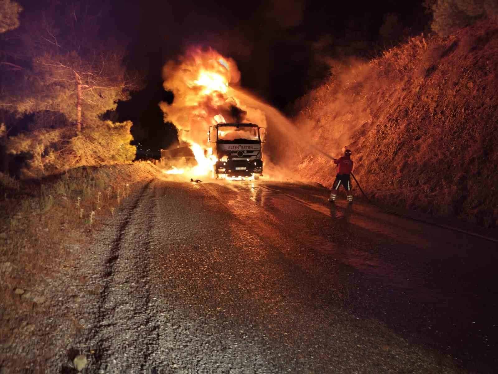 Havran'da Kamyon Yangını: Orman ve İtfaiye Ekipleri Seferber Oldu