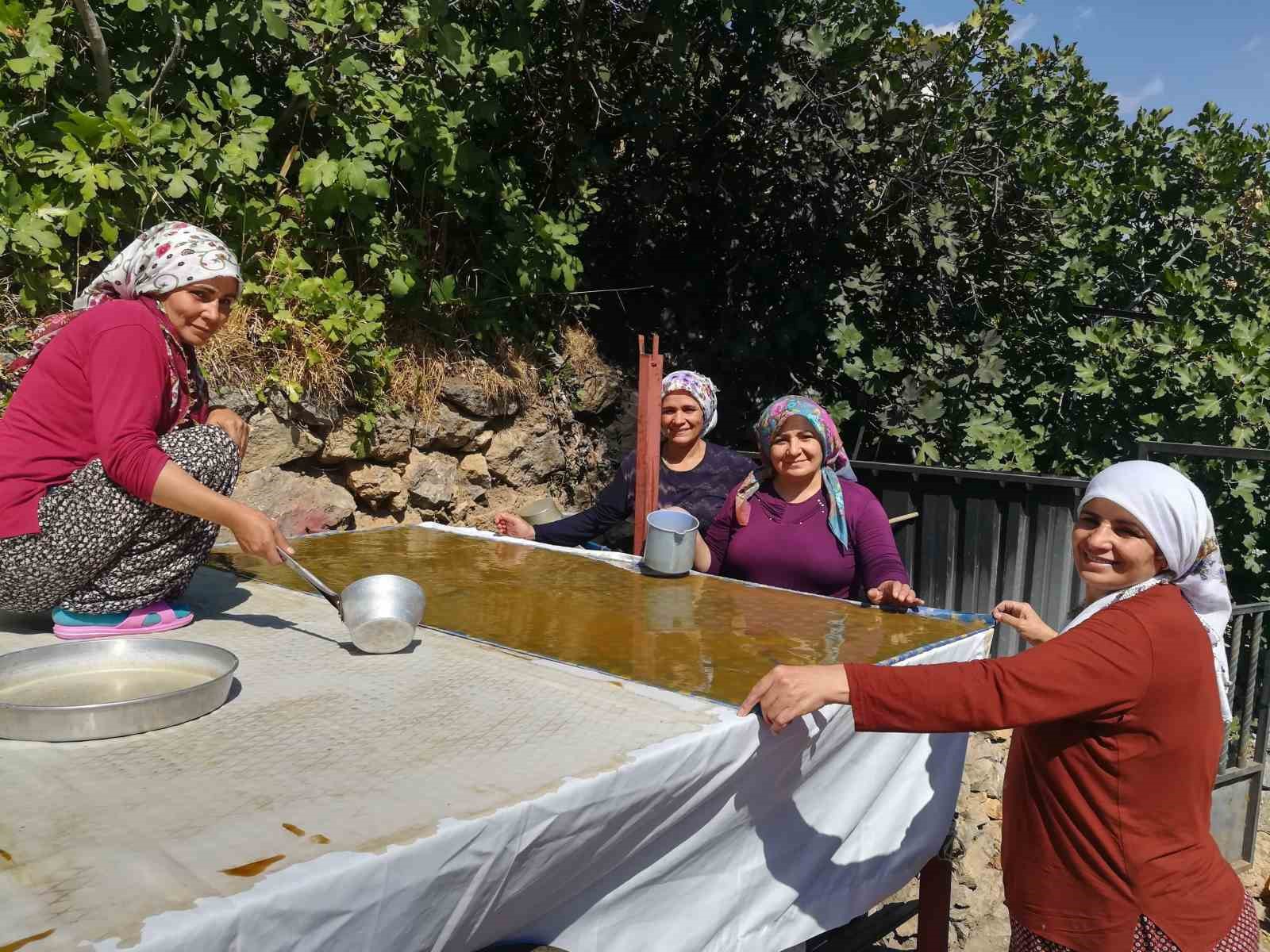 Kemaliye'de Kadınlar Geleneksel Pestil İmece Usulü Hazırlıyor
