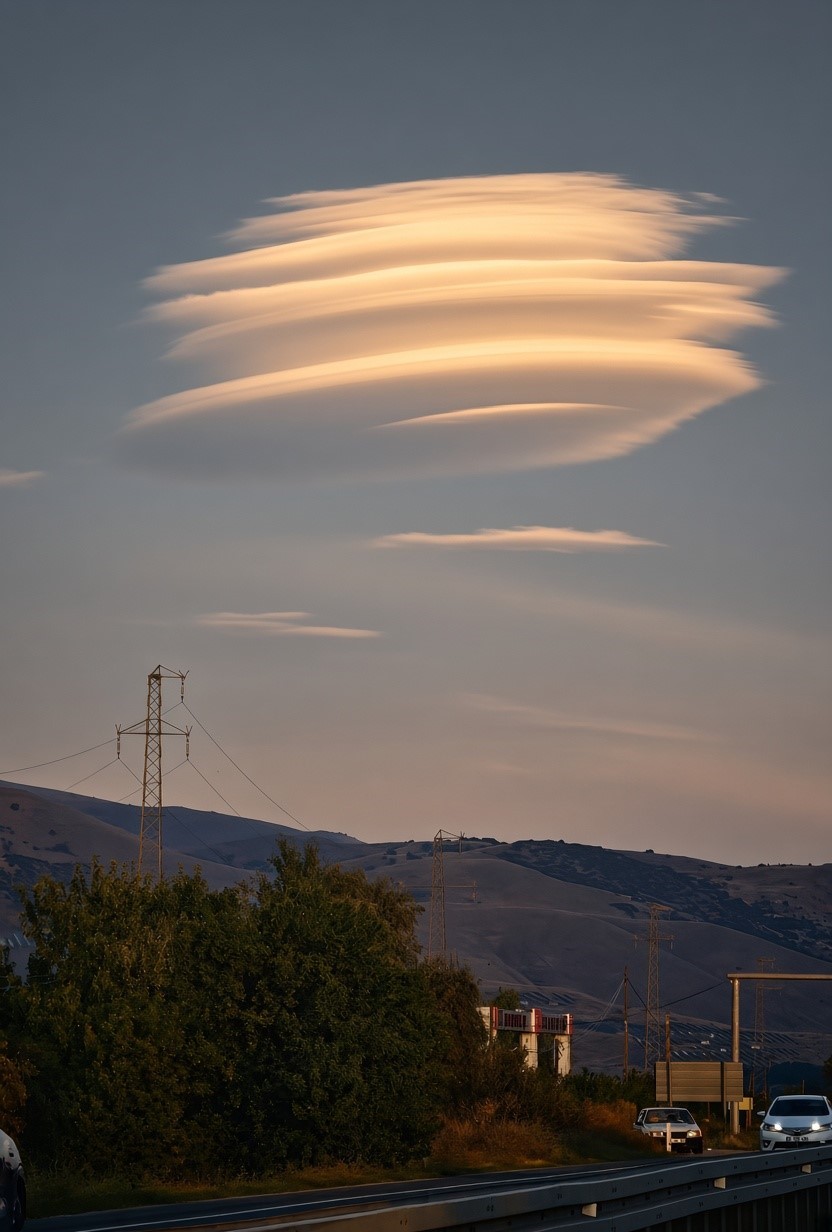 Erzincan'da UFO'yu Andıran Mercek Bulutu Göz Kamaştırdı